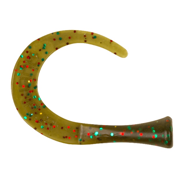 Guppie Tail DS, 3 curly - Mossgreen Glitter