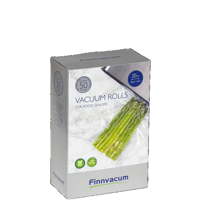 Räfflade vakuumrullar 20cm 2-pack 6m/rulle