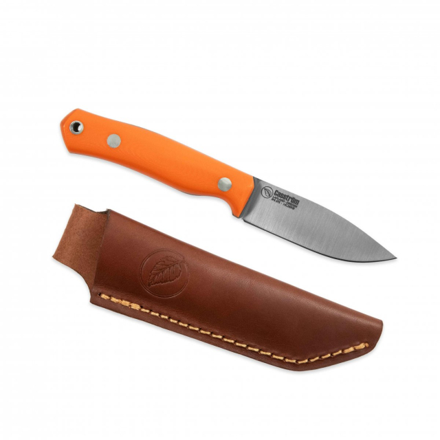 Casström No,8 SFK kniv i orange G10 flatslipad, slida i läder