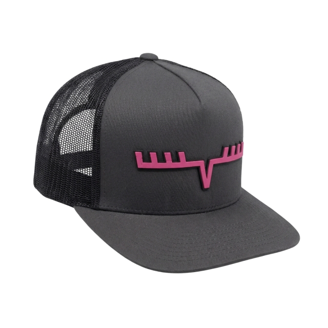 Eight Pointer™ Mörkgrå keps med rak skärm - rosa logotyp
