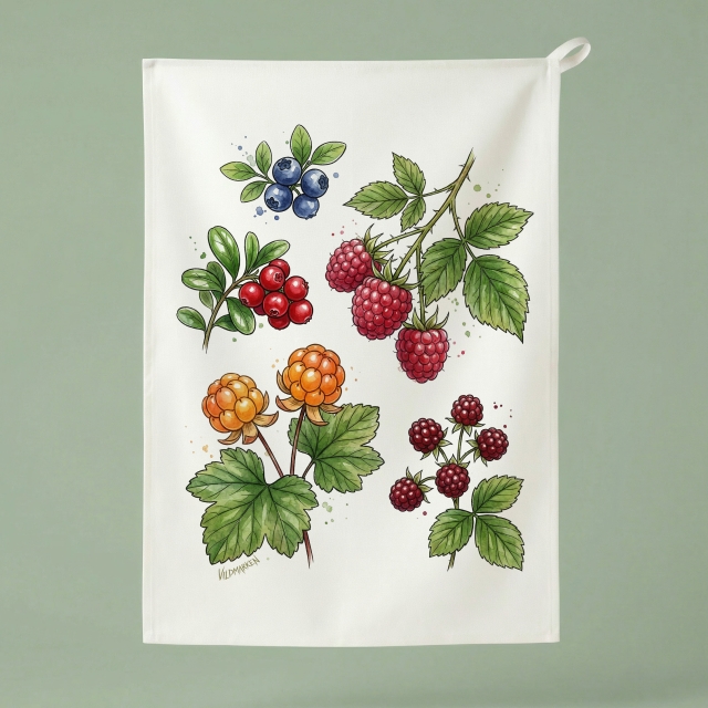 Vildmarkens favoritbär - Kökshandduk 50x70 cm