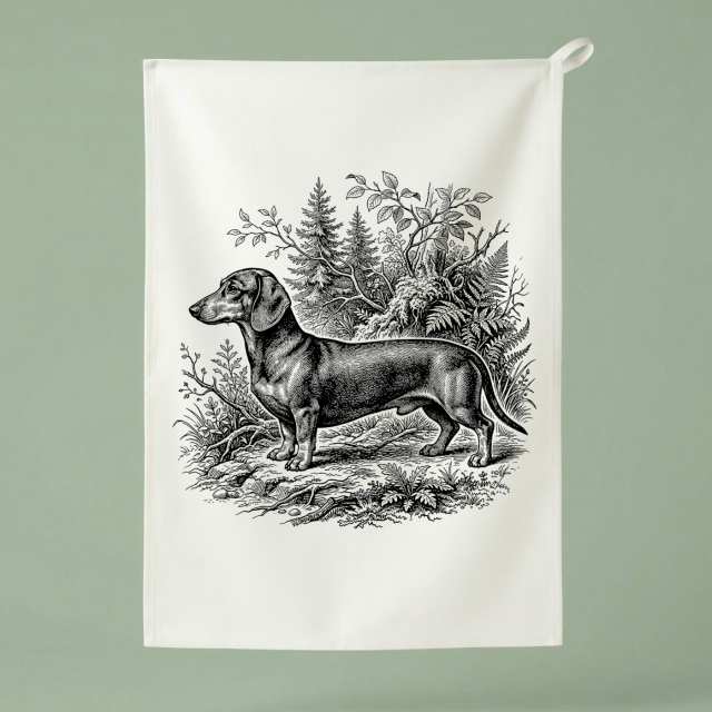 Smooth Haired Dachshund - Kitchen Towel 50x70 cm