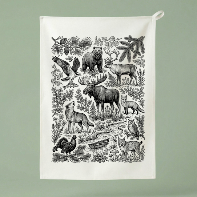 Schwedisches Wild - Küchentuch 50x70 cm