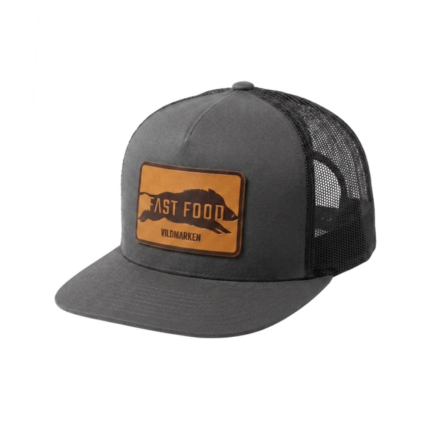 Fast Food Leather Patch Classic Snapback Grey Flat