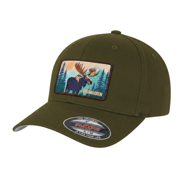 Retro Moose Patch Flexfit Green