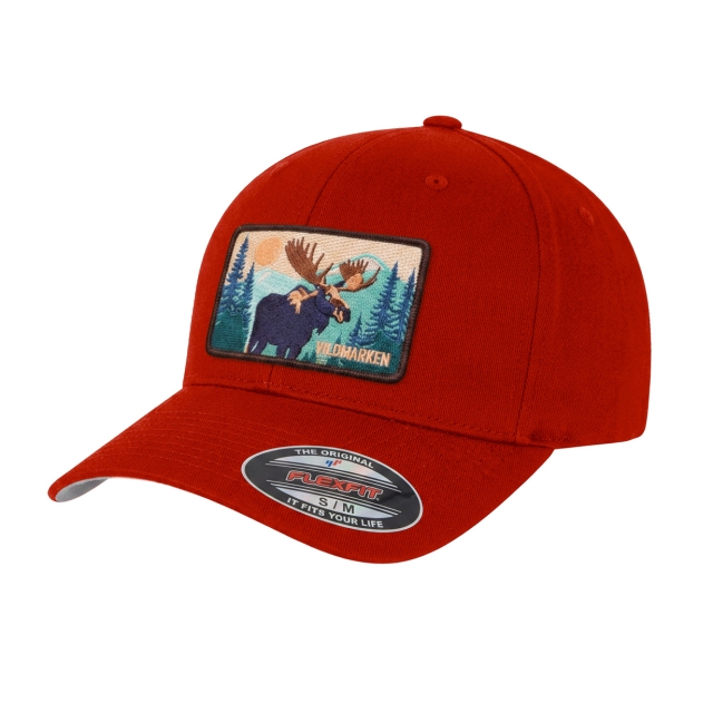 Retro Moose Patch Flexfit Red