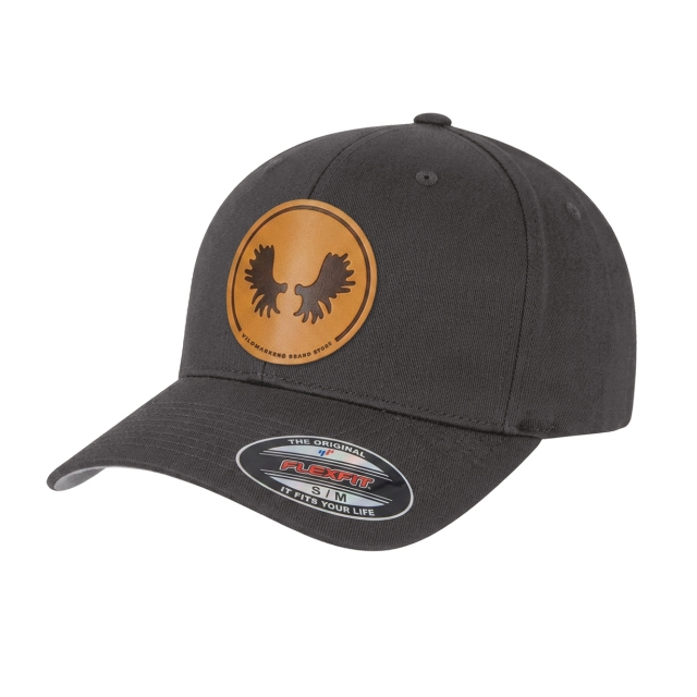 Moose antlers PU-leather patch Flexfit Dark Grey