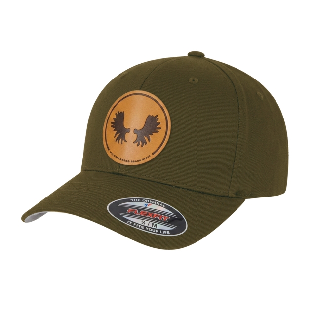 Moose antlers PU-leather patch Flexfit Green
