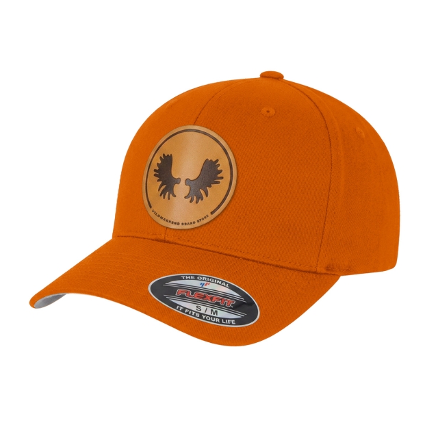 Moose antlers PU-leather patch Flexfit Orange
