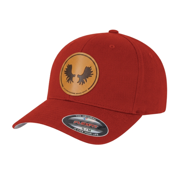 Moose antlers PU-leather patch Flexfit Red