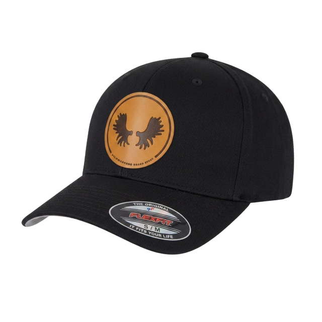 Moose antlers PU-leather patch Flexfit Black