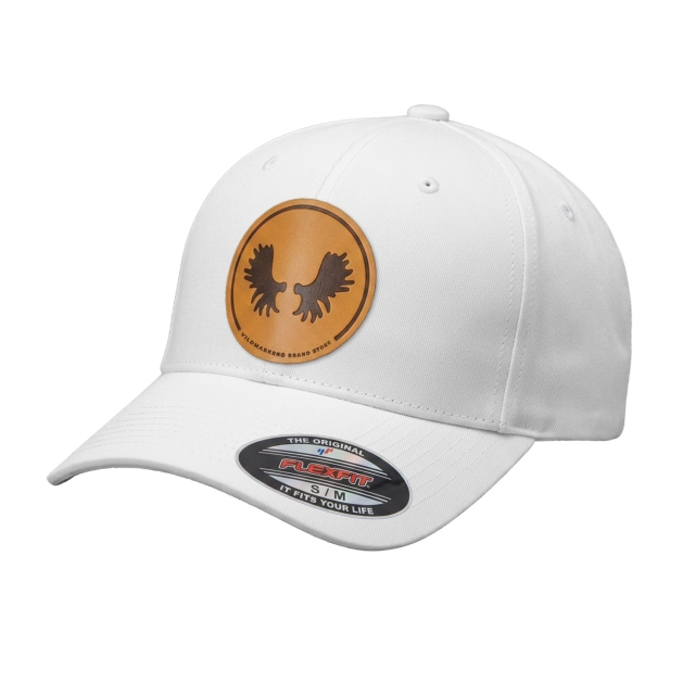 Moose antlers PU-leather patch Flexfit White